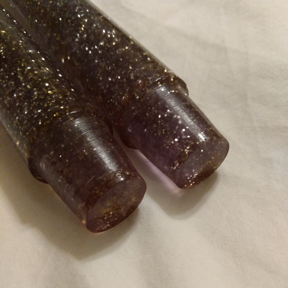 Vtg Mid-Century Acrylic Lucite Faux Candle Pair Set Glitter Flecked Silver MCM - Picture 9 of 11